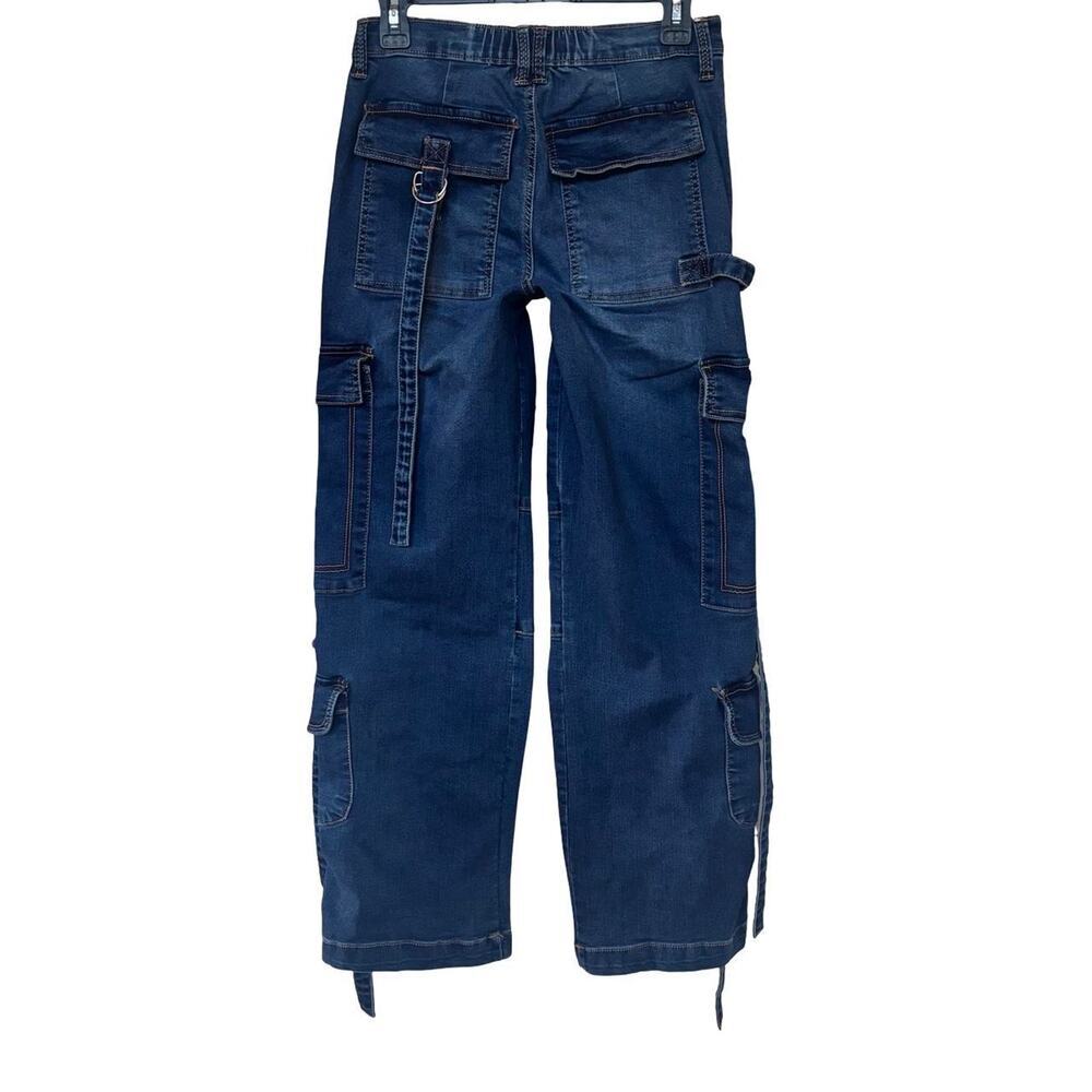 ECO FRIENDLY STRAPPY CARGO JEANS PANTS LOVE TREND Y2K‎ NWT 27-30" - Picture 5 of 8
